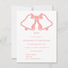 Rosa Hochzeitskartentelefone und Flachband RSVP Karte