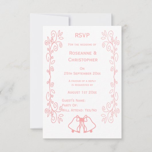 Rosa Hochzeitskassette RSVP-Kartenblöcke RSVP Karte (Vorderseite)