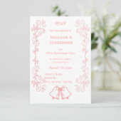 Rosa Hochzeitskassette RSVP-Kartenblöcke RSVP Karte (Stehend Vorderseite)