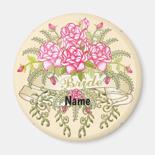Rosa Hochzeitsmagnet Magnet (Vorne)