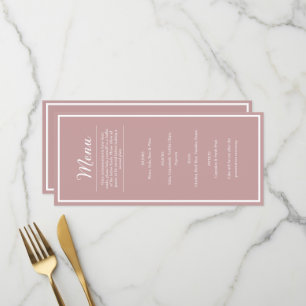 Rosa Hochzeitsmenü für eine schöne Empfangs-Dinner Menükarte