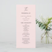 Rosa Hochzeitsmenü Menükarte (Stehend Vorderseite)