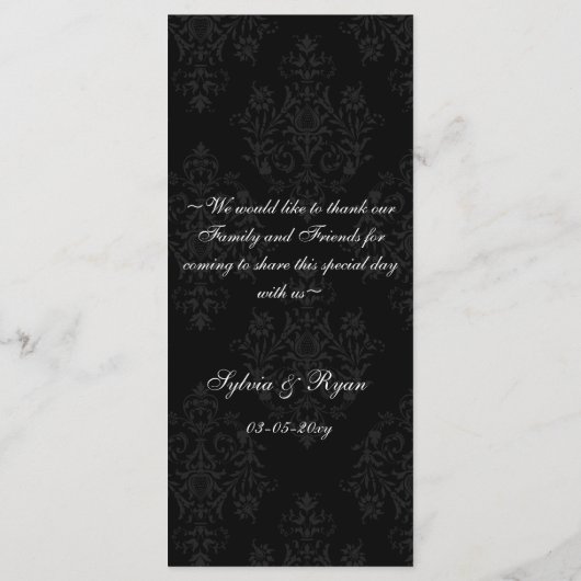 Rosa Hochzeitsmenü Menükarte (Rückseite)