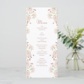 Rosa Hochzeitsmenüs in Rosatönen Menükarte (Stehend Vorderseite)