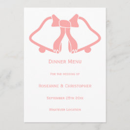 Rosa Hochzeitsmenüs mit Glocken und Band Menükarte