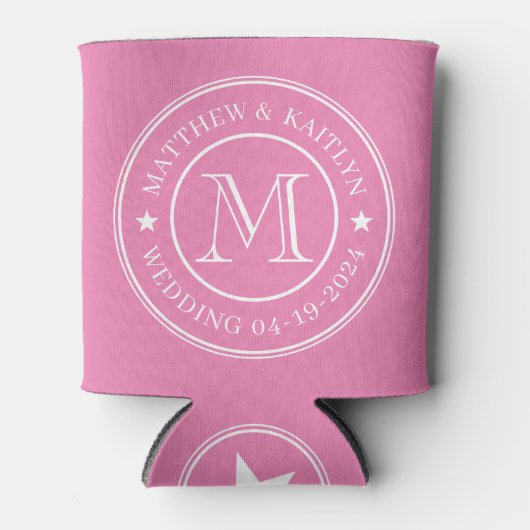 Rosa Hochzeitsmonogramm Stern Dosenkühler (Vorderseite)