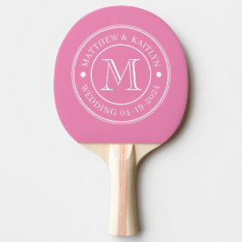Rosa Hochzeitsmonogramm Tischtennis Schläger