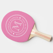 Rosa Hochzeitsmonogramm Tischtennis Schläger (Seitenansicht)