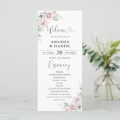 Rosa Hochzeitsprogramm mit blassem Rosa Programm (Stehend Vorderseite)