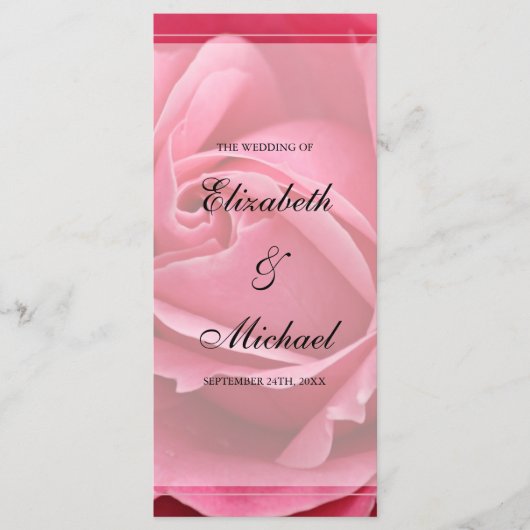 Rosa-Hochzeitsprogramm Programm (Vorderseite)