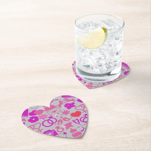 Rosa Hochzeitsschmuck 03 Grau BG Untersetzer (Vor Ort)