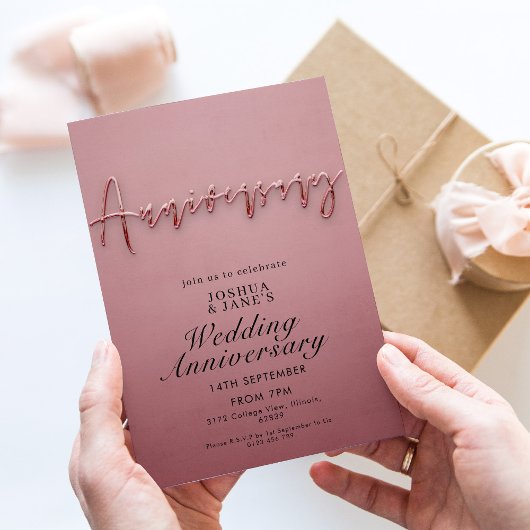 Rosa Hochzeitstag Einladung