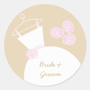 Rosa Hochzeitstickerei Beige Aufkleber "Namen" run