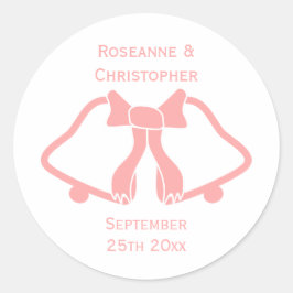 Rosa Hochzeitstickerglocken und -band Runder Aufkleber