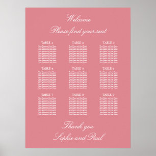 Rosa Hochzeitstisch Sitzplan Poster 9