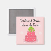 Rosa Hochzeitstorte Save the Date Magnet (Vorderseite/Rückseite)