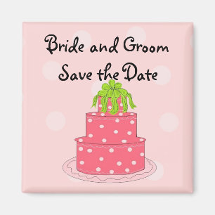 Rosa Hochzeitstorte Save the Date Magnet