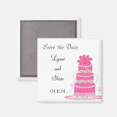 Rosa Hochzeitstorte Save the Date Magnet (Vorderseite/Rückseite)