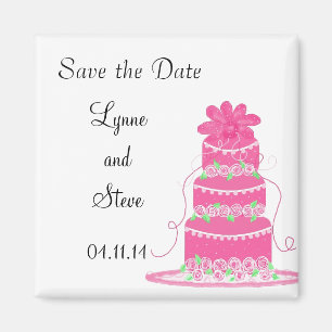 Rosa Hochzeitstorte Save the Date Magnet