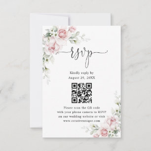 Rosa Hochzeitswebsite QR-Code RSVP-Karte mit rosaf RSVP Karte