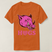 Rosa Hogs Razorback Kopf mit rosa Bändern T-Shirt (Design vorne)