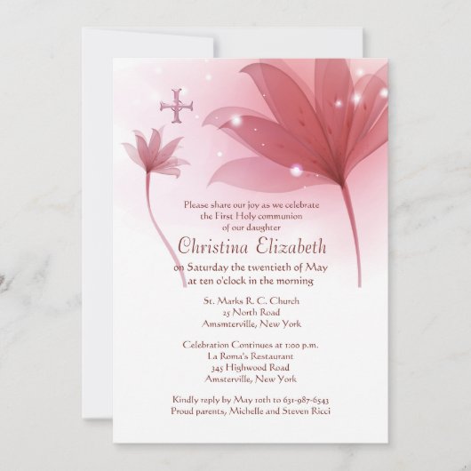 Rosa hohe Einladung (Vorderseite)