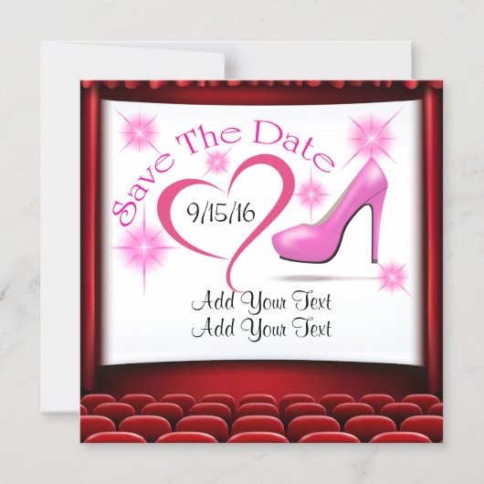 Rosa hohe Ferse Speichern Sie das Datumsfenster Magneteinladung (Vorderseite)