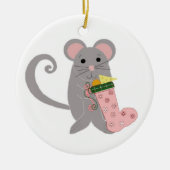 Rosa Holiday Mouse Keramikornament (Vorne)