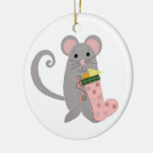 Rosa Holiday Mouse Keramikornament (Links)
