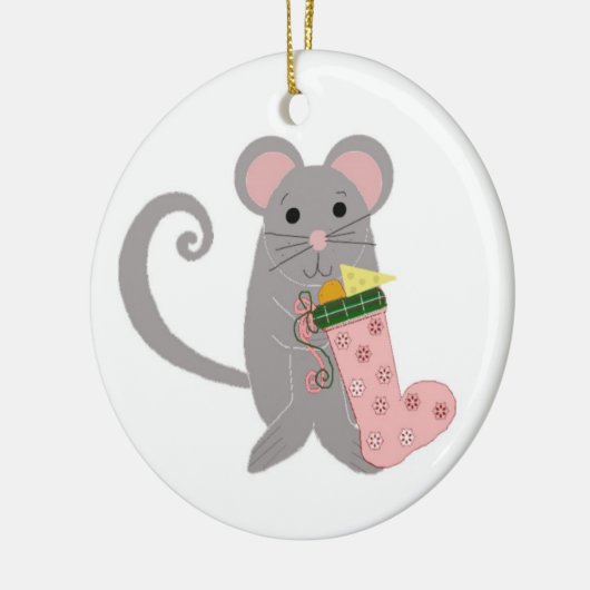 Rosa Holiday Mouse Keramikornament (Links)
