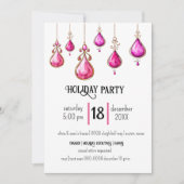 Rosa Holiday Ornaments Party Einladung (Vorderseite)