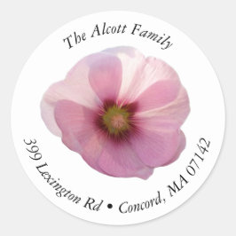 Rosa Hollyhock-Blume - Rundschreiben Runder Aufkleber