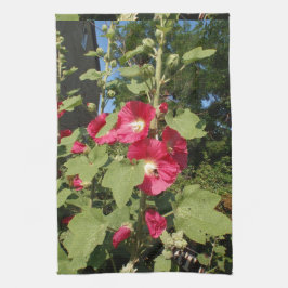 Rosa Hollyhock Geschirrtuch