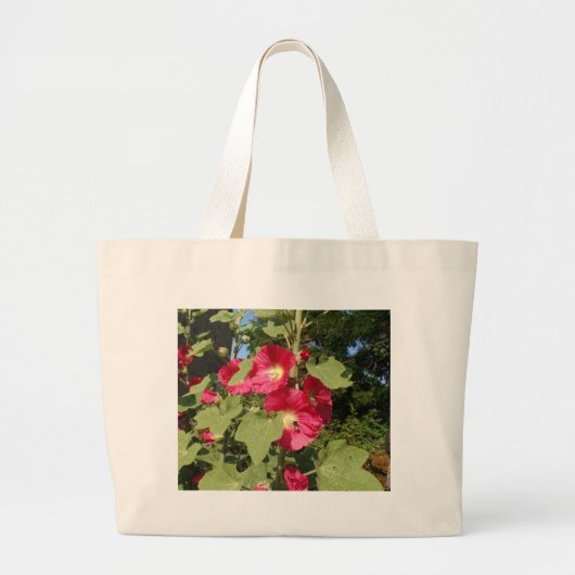Rosa Hollyhock Jumbo Stoffbeutel (Vorne)
