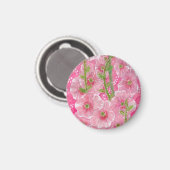 Rosa Hollyhock Malva Blume Blumengemälde Magnet (Vorderseite/Rückseite)