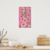 Rosa Hollyhock Malva Blume Blumengemälde Poster (Küche)
