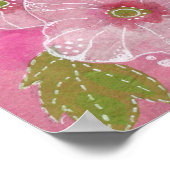 Rosa Hollyhock Malva Blume Blumengemälde Poster (Ecke)