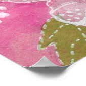 Rosa Hollyhock Malva Blume Blumengemälde Poster (Ecke)