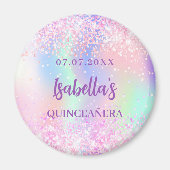 Rosa holografische Bezeichnung Quinceanera Magnet (Vorne)