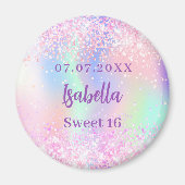 Rosa holografische Bezeichnung Sweet 16 Magnet (Vorne)
