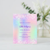 Rosa holografische Einladung zum 10. (Stehend Vorderseite)