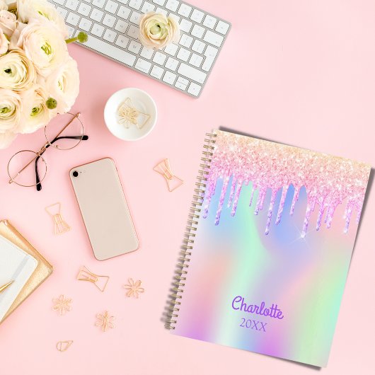 Rosa holografische Tropfen 2025 Planer