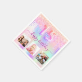 Rosa holografische Tropfen aus Quinceanera Serviette (Ecke)