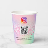 Rosa holografisches Firmenlogo Qr-Code Pappbecher (Rückseite)