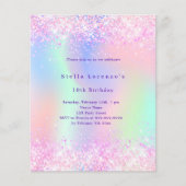 Rosa holografisches Foto Geburtstagsfeier (Vorderseite)
