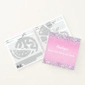 Rosa Holographic Glitzer Monogram Rezepte Notebook Notizblock (Innenseite)