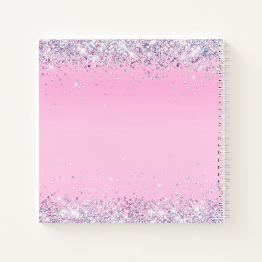 Rosa Holographic Glitzer Monogram Rezepte Notebook Notizblock (Rückseite)