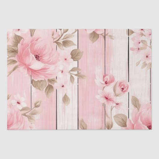 Rosa Holz Shabby Chic Decoupage Print Seidenpapier (Vorderseite)