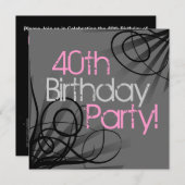 Rosa Holzkohleschraub Schwarze Einladungen (Vorne/Hinten)