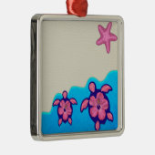 Rosa Honu Schildkröten Silbernes Ornament (Rechts)